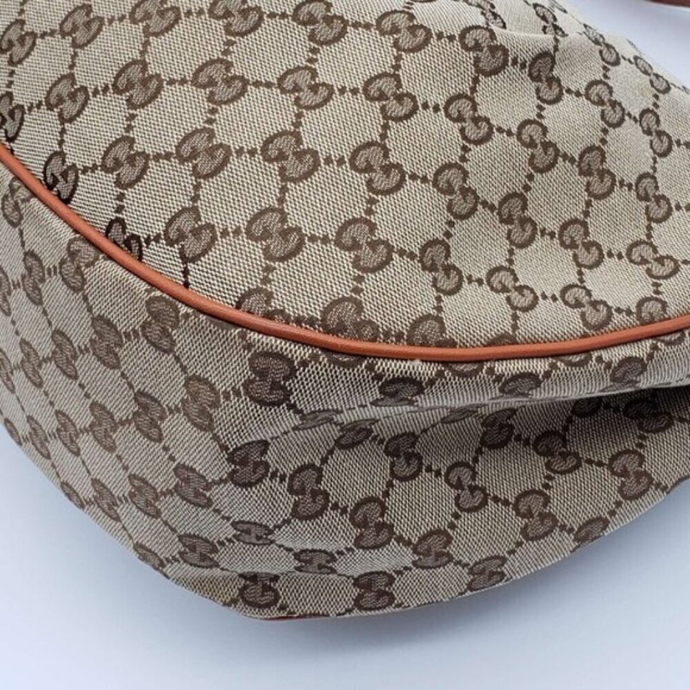 Authentic Gucci GG Canvas Sukey Hobo Bag Monogram Leather Trim Shoulder Bag - Picture 11 of 16
